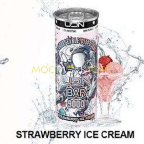 Электронные сигареты UDN BAR 9000 Strawberry Ice Cream (УДН Бар Клубничное Мороженое)