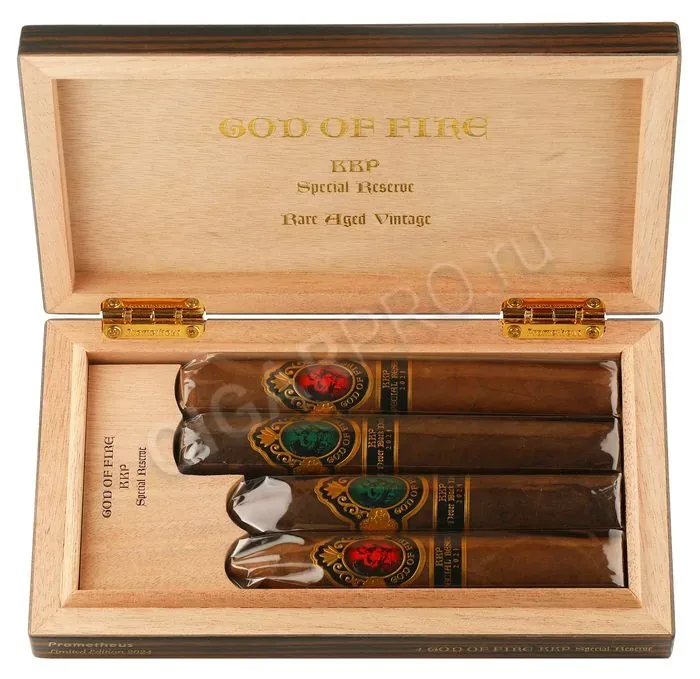 Подарочный набор сигар God of Fire KKP Never Back Down Special Reserve Set Macassar Ebony 4 Cigars