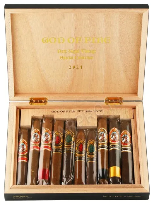 Подарочный набор сигар God of Fire KKP Never Back Down Special Reserve Set Black Lacquer 10 Cigars