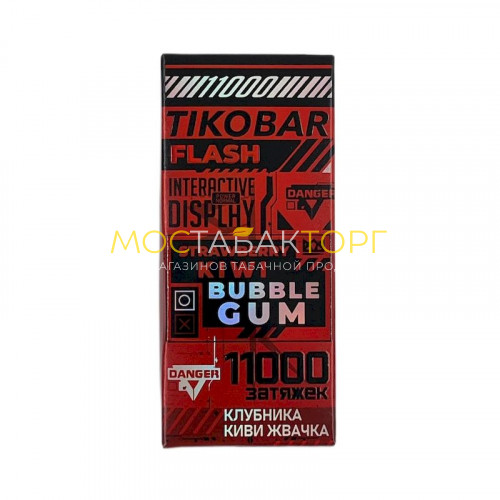 Электронные сигареты TIKOBAR FLASH 11000 затяжек Клубника Киви Жвачка (Strawberry Kiwi Bubble Gum)