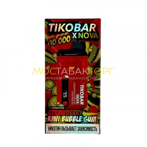 Электронные сигареты TIKOBAR NOVA 10000 затяжек Клубника киви жвачка (Strawberry Kiwi Bubble Gum)